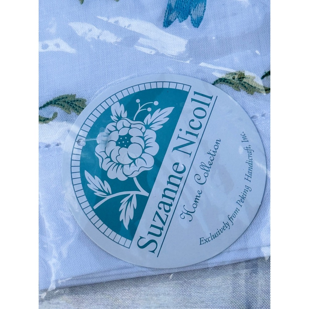 Suzanne Nicoll Hummingbird Embroidered Guest Towels Set of‎ 2 Linen Cotton White - Picture 5 of 11